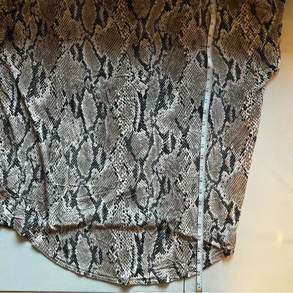 Snake Print Draped Oversized Top Brown Tan Boho Chic Zara Anthro Y2K Batwing L - Picture 9 of 11